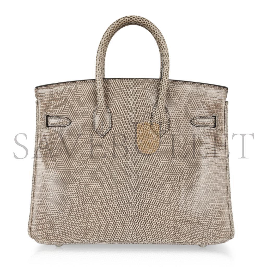 HERMÈS MASTER BIRKIN 30 LIZARD ELEPHANT GREY SILVER BUCKLE H028352CA57 (30*22*16cm)